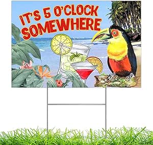5 O'clock Somewhere Metal Sign With Led Lights, 5 O'clock Somewhere