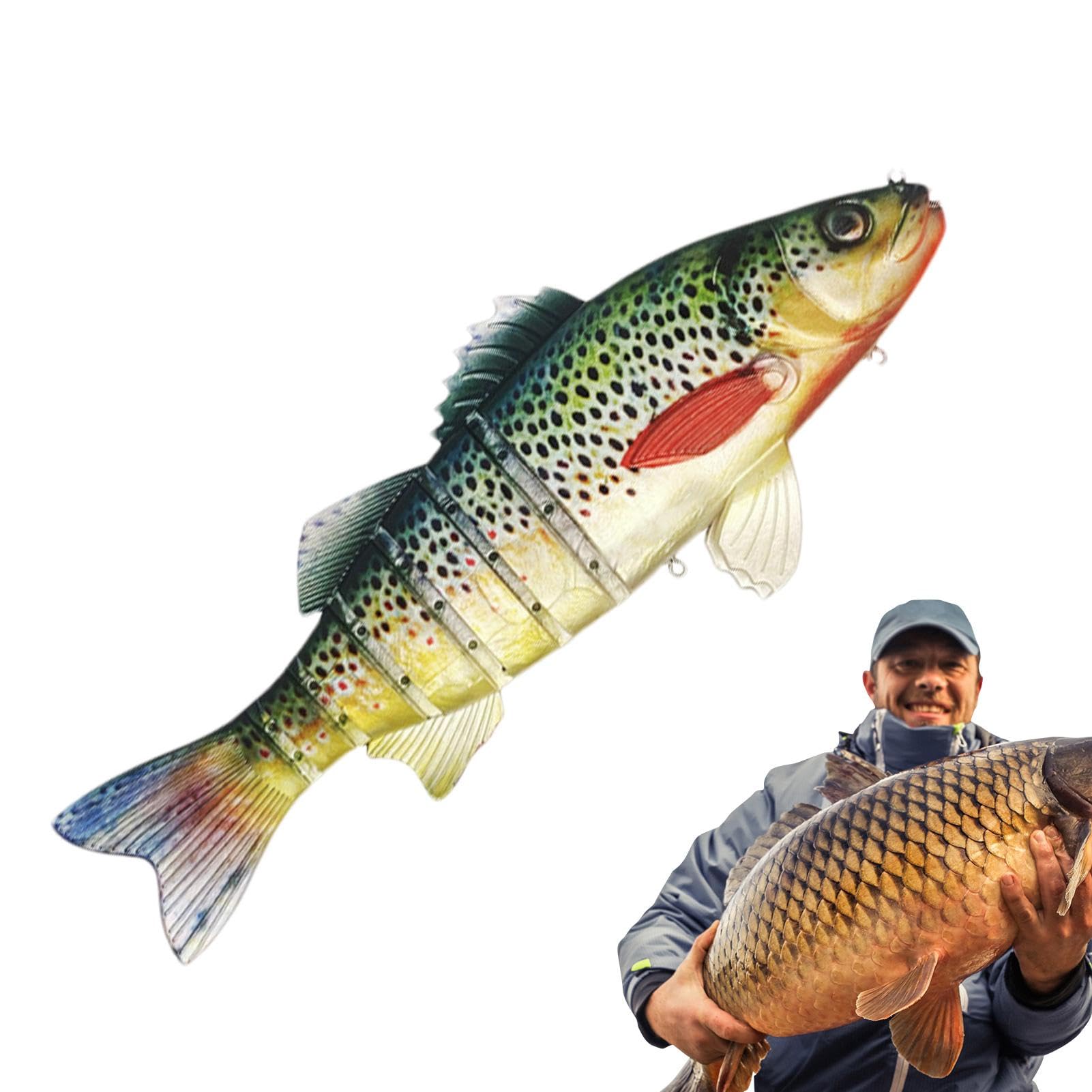 Swimbait Leurre Swimbait Leurre de Perche Leurre de Pêche Réaliste Leurre de Pêche en Eau Douce et Salée Leurre Flottant Multi-Pièces de 15 Pouces pour Truite Perche Crappie, Appâts de Pêche à la