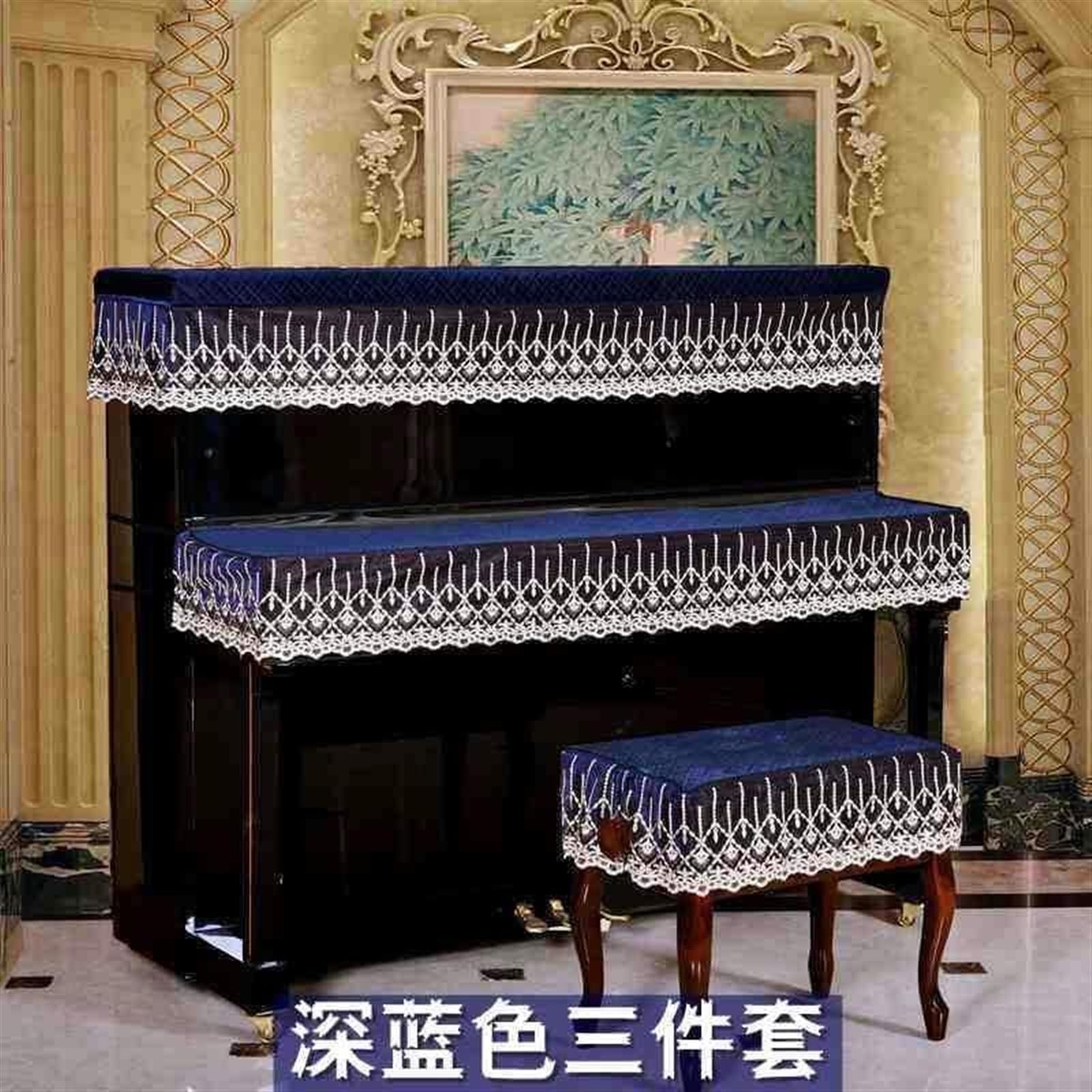 Klavier-Schutztuch, staubdichte Abdeckung, for Standard-150-cm-Klavier, 3 Stück/Set Rüschen-Staubschutz for aufrechte Klaviere mit Hocker-Abdeckung, halbaufrechte Klavierabdeckung, Tastaturabdeckung f