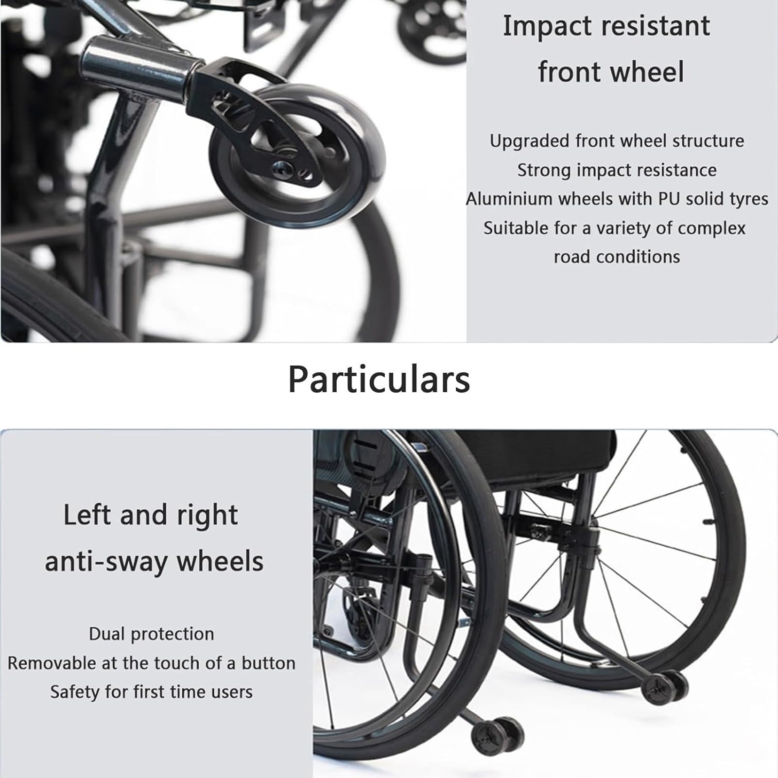 Silla de Ruedas Ligera de Aleación de Aluminio para Adultos - Plegable, Deportiva, Autopropulsada, Manual - Ayuda de Movilidad