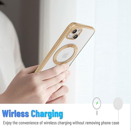 Miniatura 4 de Funda magnética para iPhone 13, borde galvanizado, parte trasera transparente, funda protectora delgada con protección de cámara, compatible con