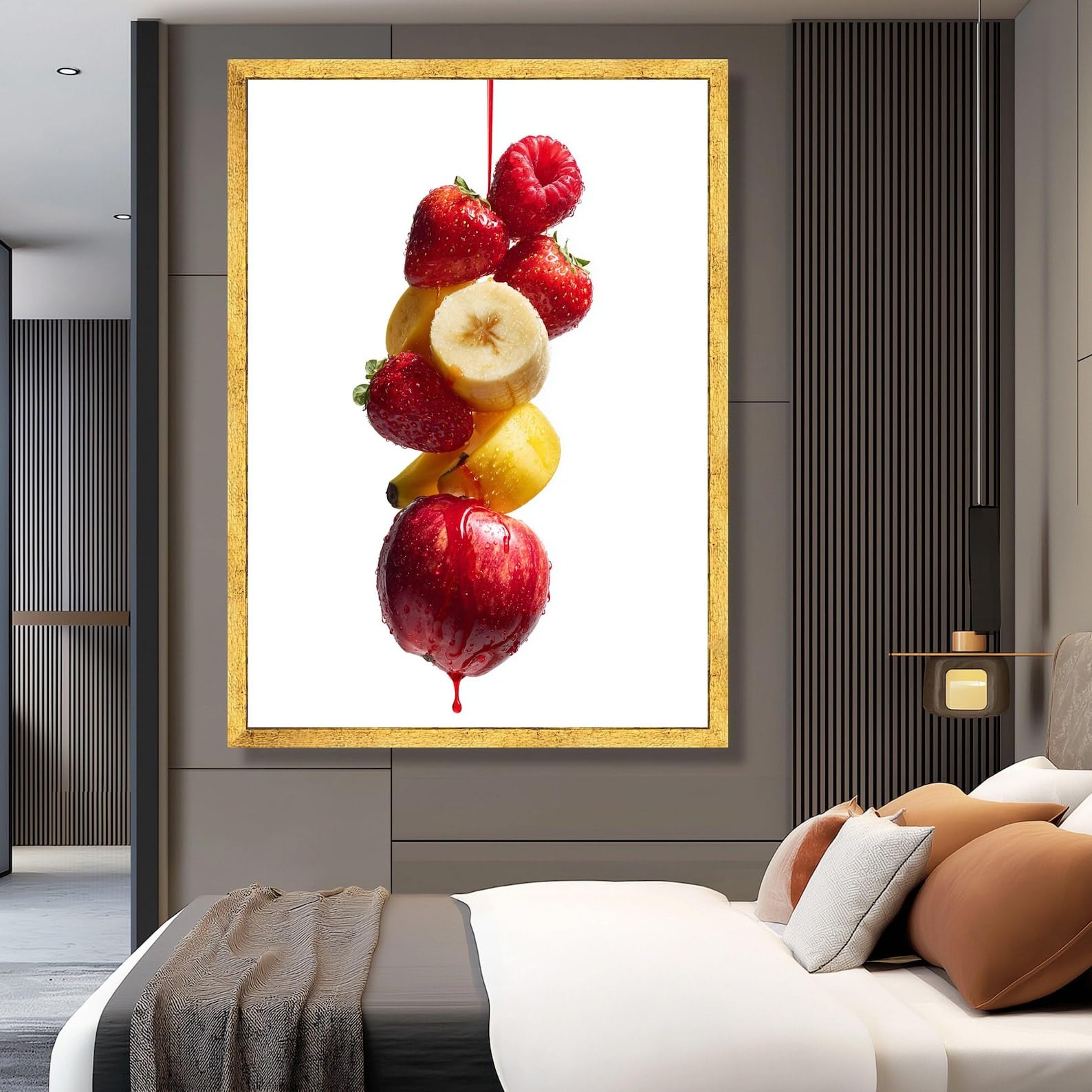 LMYCHENG Fruit Stack Posters Canvas Print, Modern Kitchen Aesthetic Painting Wall Art(20x30cm/Frameless)