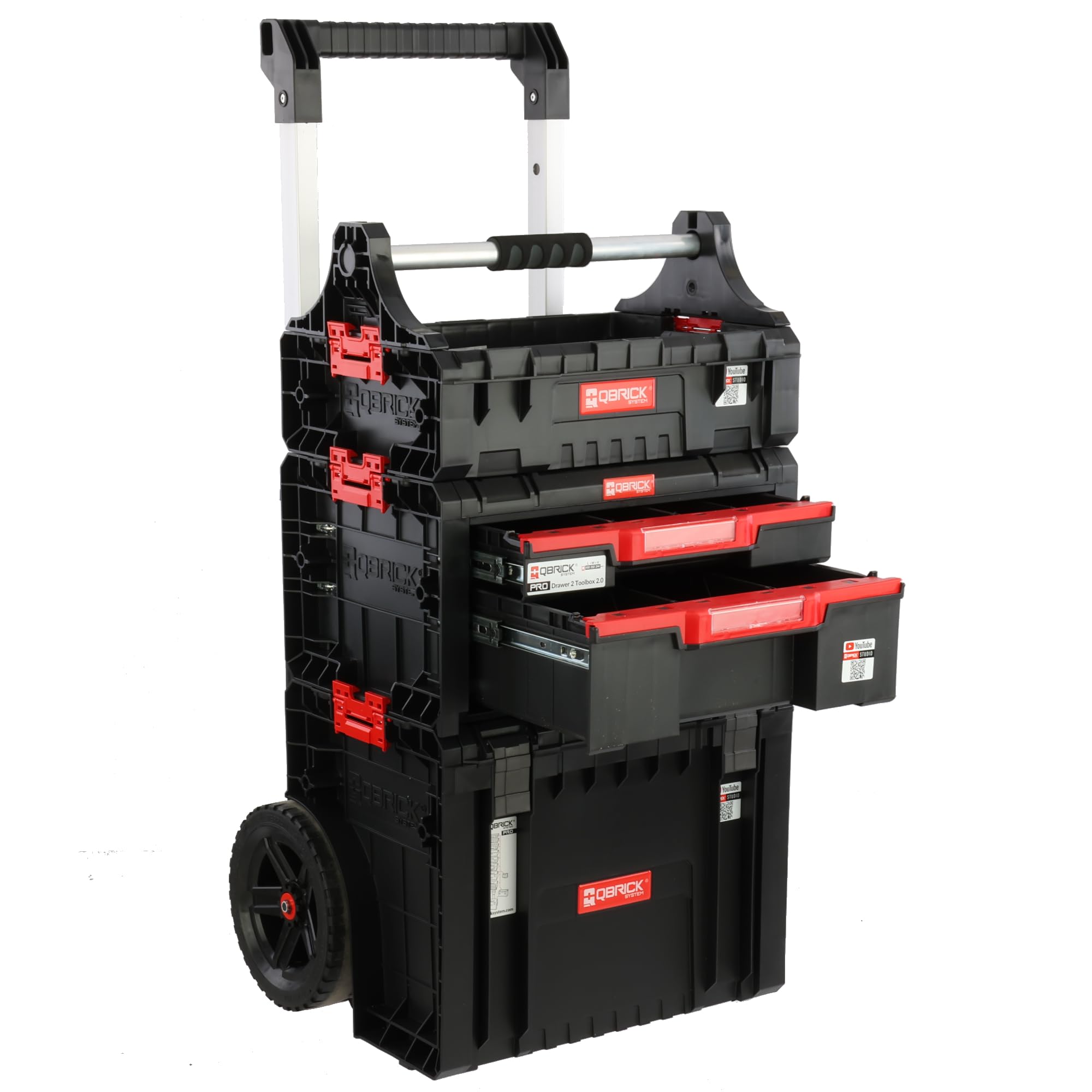 Tool Box Set with Wheels, Double Drawer, Box with Handle, Modular Set H 115 cm, Garage Workshop PRO