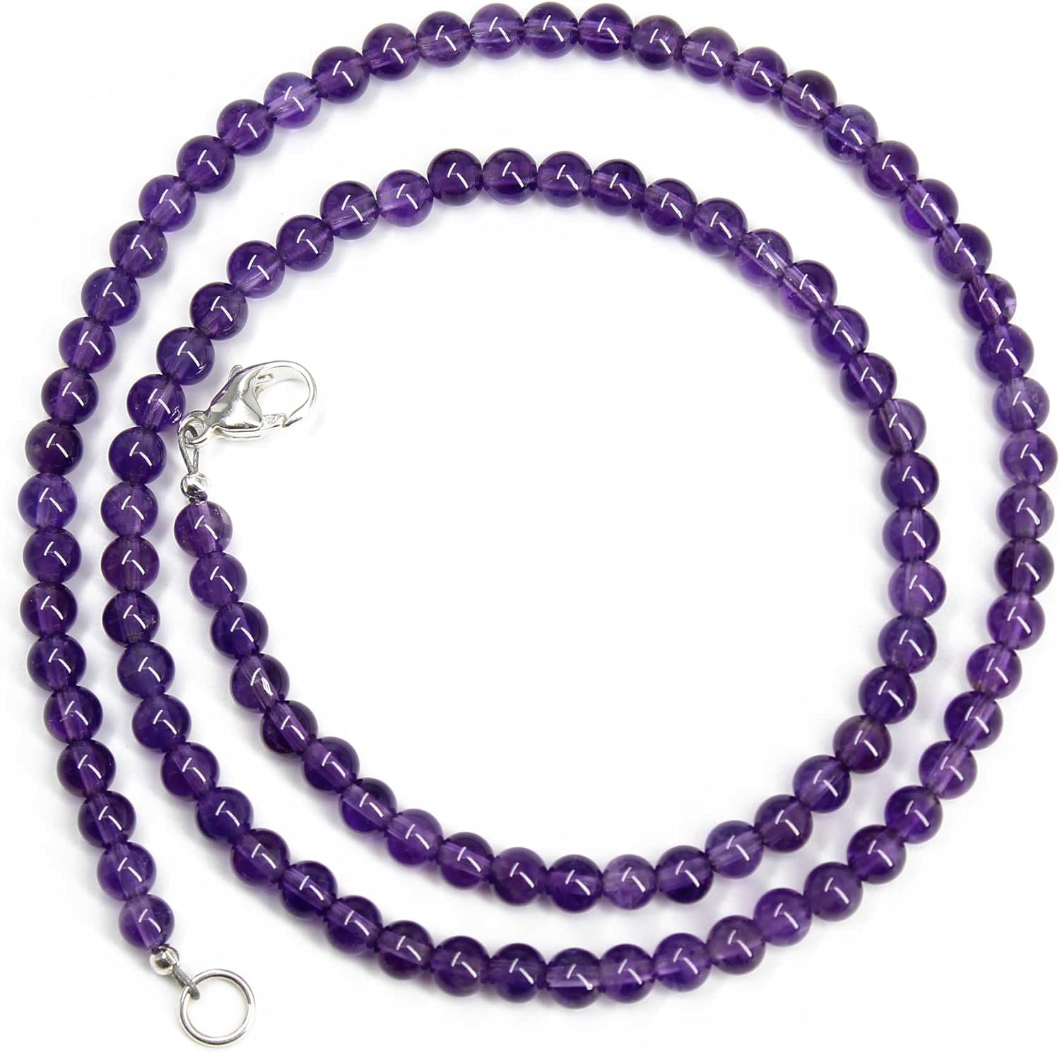 Handmade Amethyst Bead Necklace Strand, Small 4mm Purple Gemstone Necklace