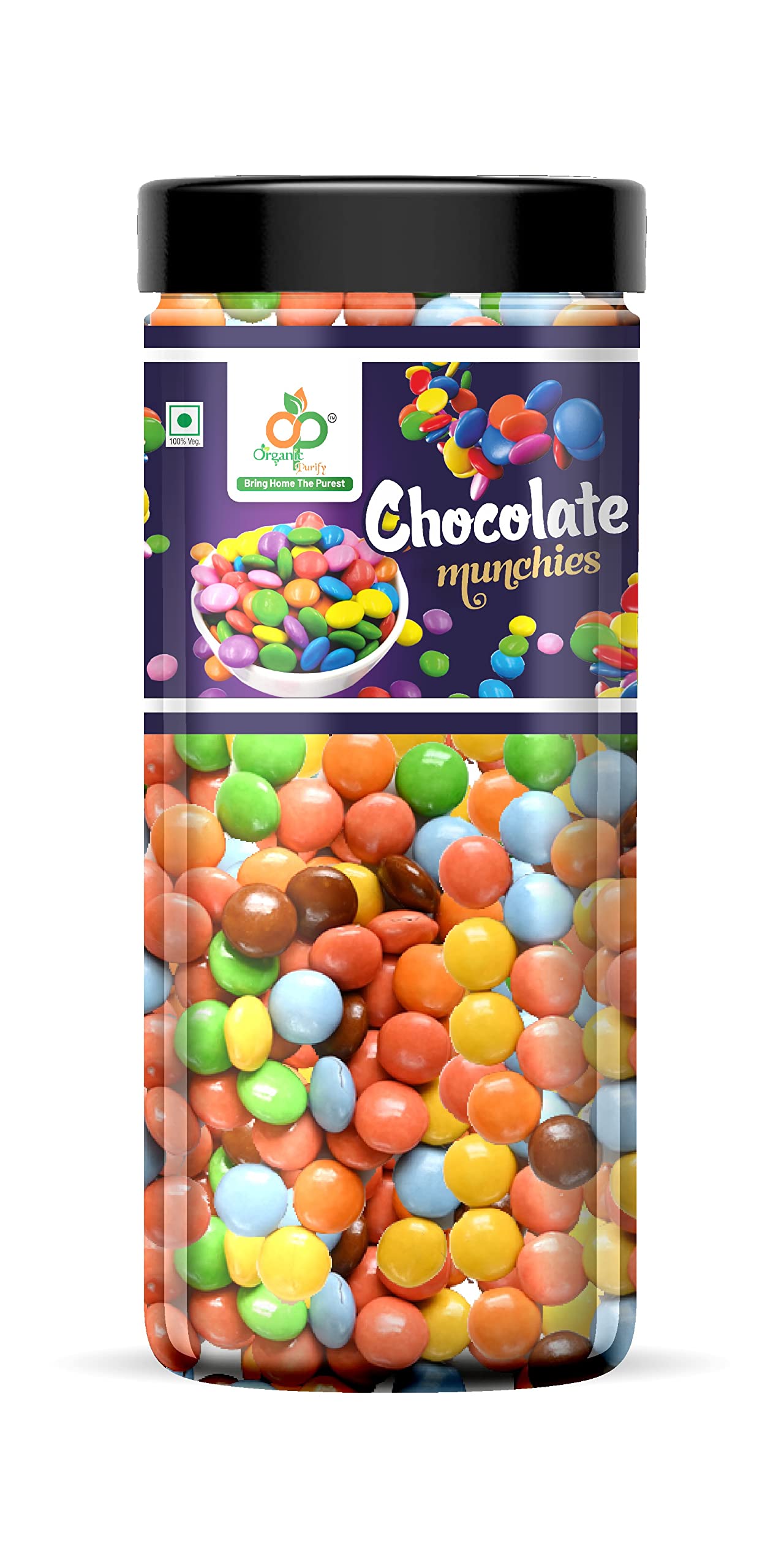 Organic Purify Chocolate Munchies Jar Pack I Gem s Chocolate for Cake/Cupcake Decoration (Bold Colors) - 800 Gm Jar
