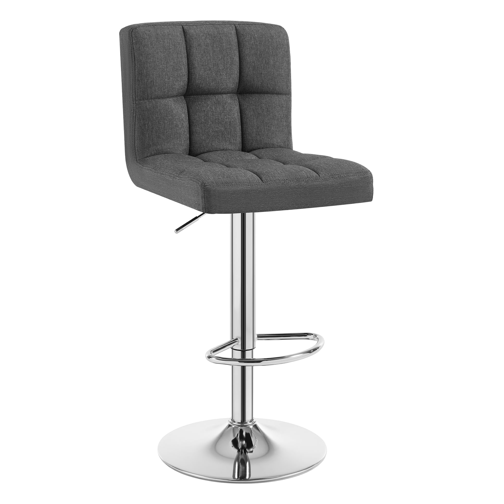 WOLTU Swivel Bar Stool with Backrest and Footrest, Height Adjustable Kitchen Stool, Fabric, Dark Grey