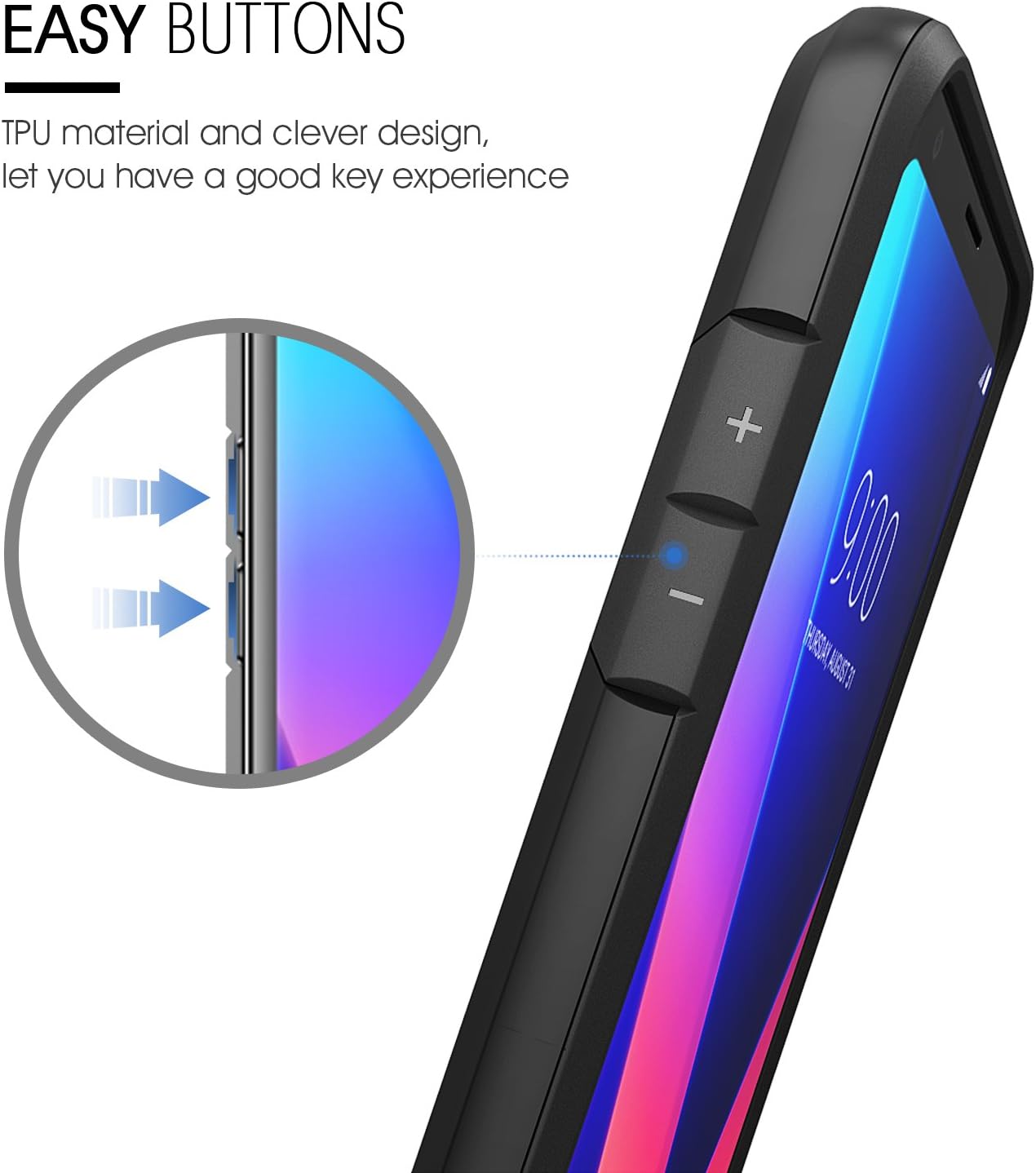 SPARIN Case, Dual Layer Black Tough Phone Case,Black