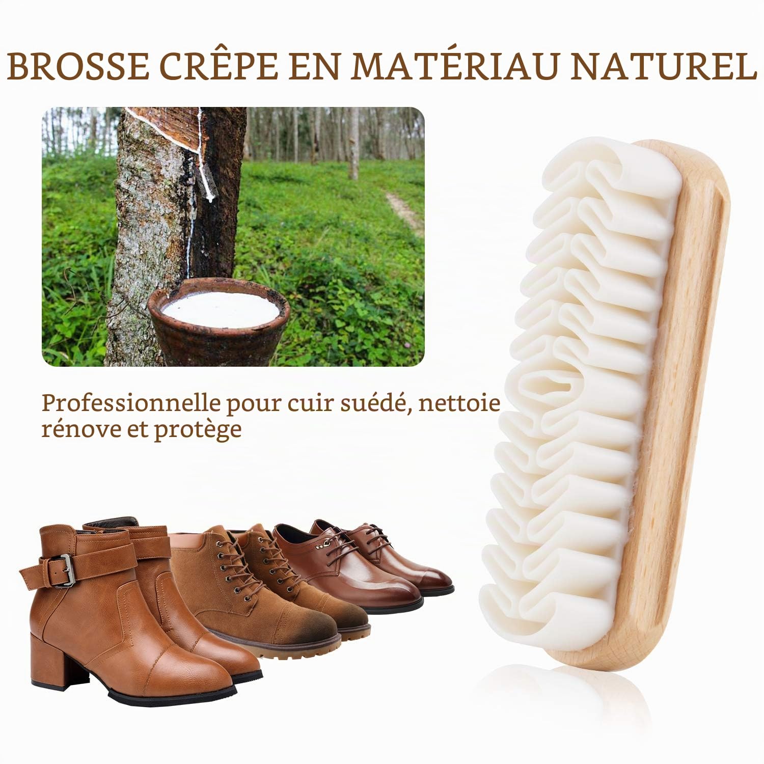 Kit de nettoyage Care Guys pour daim et nubuck : Brosse en crêpe résistante avec gomme de nettoyage.