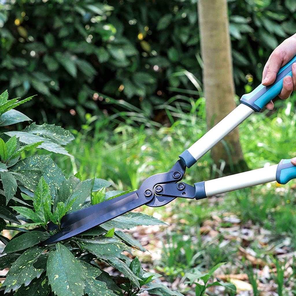 Garden Tool Collection - Hedge Shears for Trimming Borders with Carbon Steel Wavy Blade Aluminum Handle with Soft Rubberized Non-Slip Handle