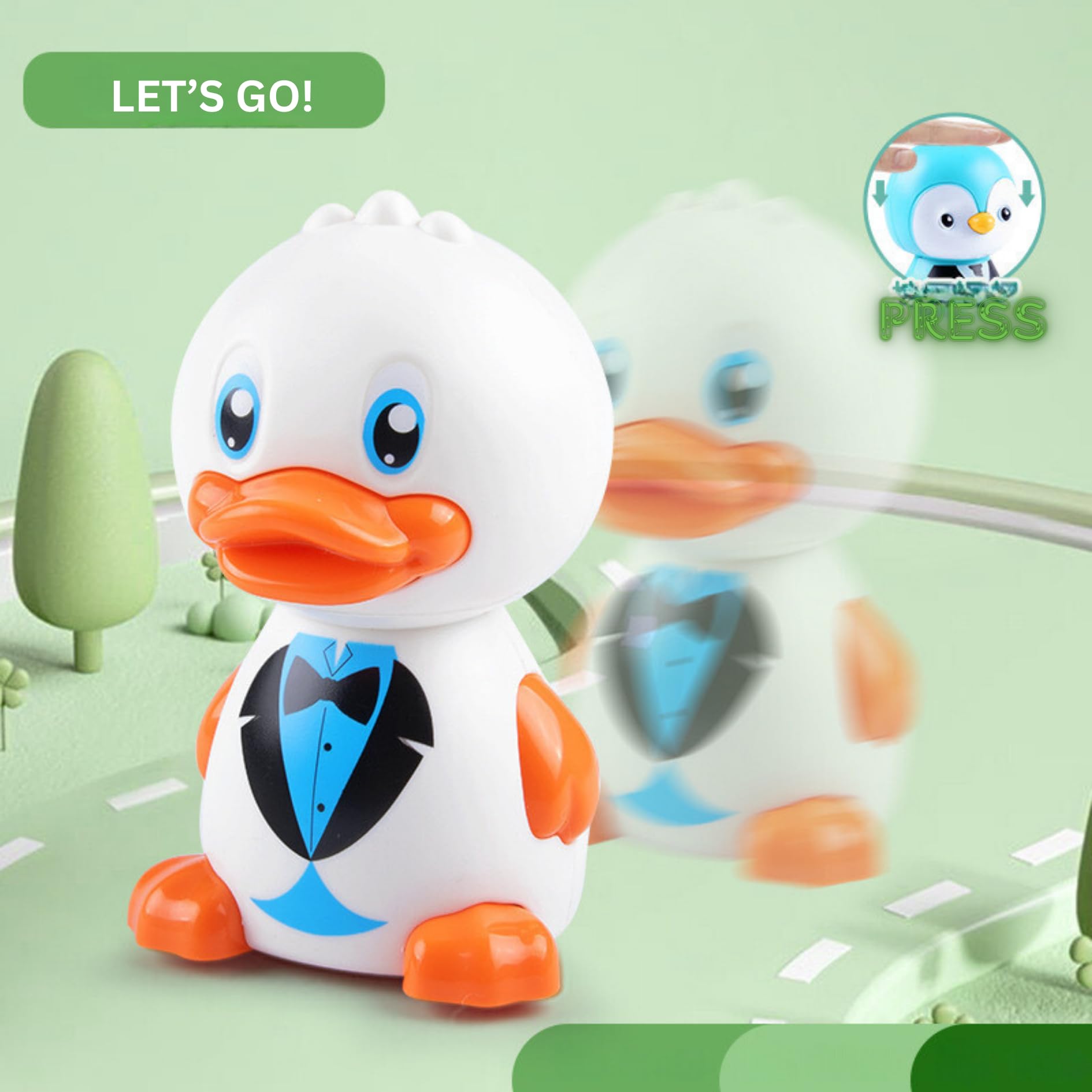 Jo Baby Press & Go Duck Crawling Toys for Kids Press and Go Animal Vehicle Toy for Toddlers and Kids Pack of 2 Pcs 2