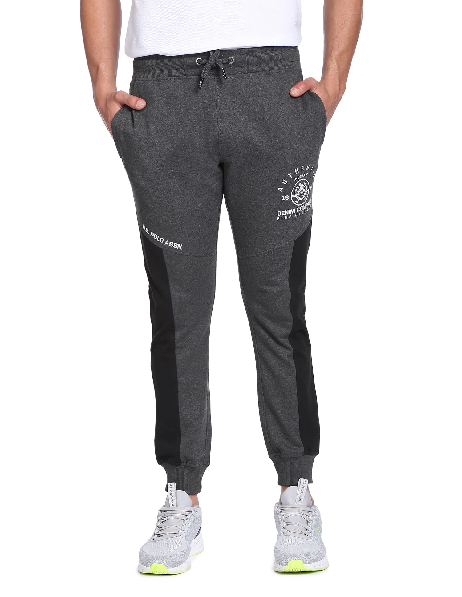 u.s. polo assn. Men Mid Rise Elasticised Waist Panelled Joggers-picture-28