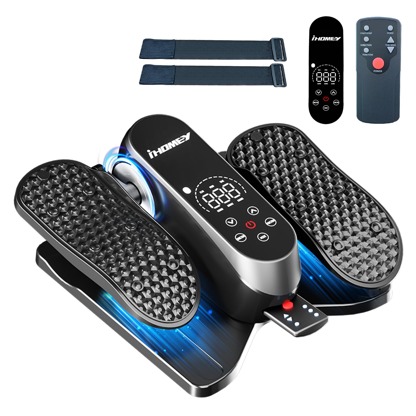 Under Desk Elliptical Machine, Electric Leg Exerciser for Seniors with 12 Adjustable Speeds, Auto & HR Modes, Portable Quiet Seated Pedal Exerciser with Remote Control