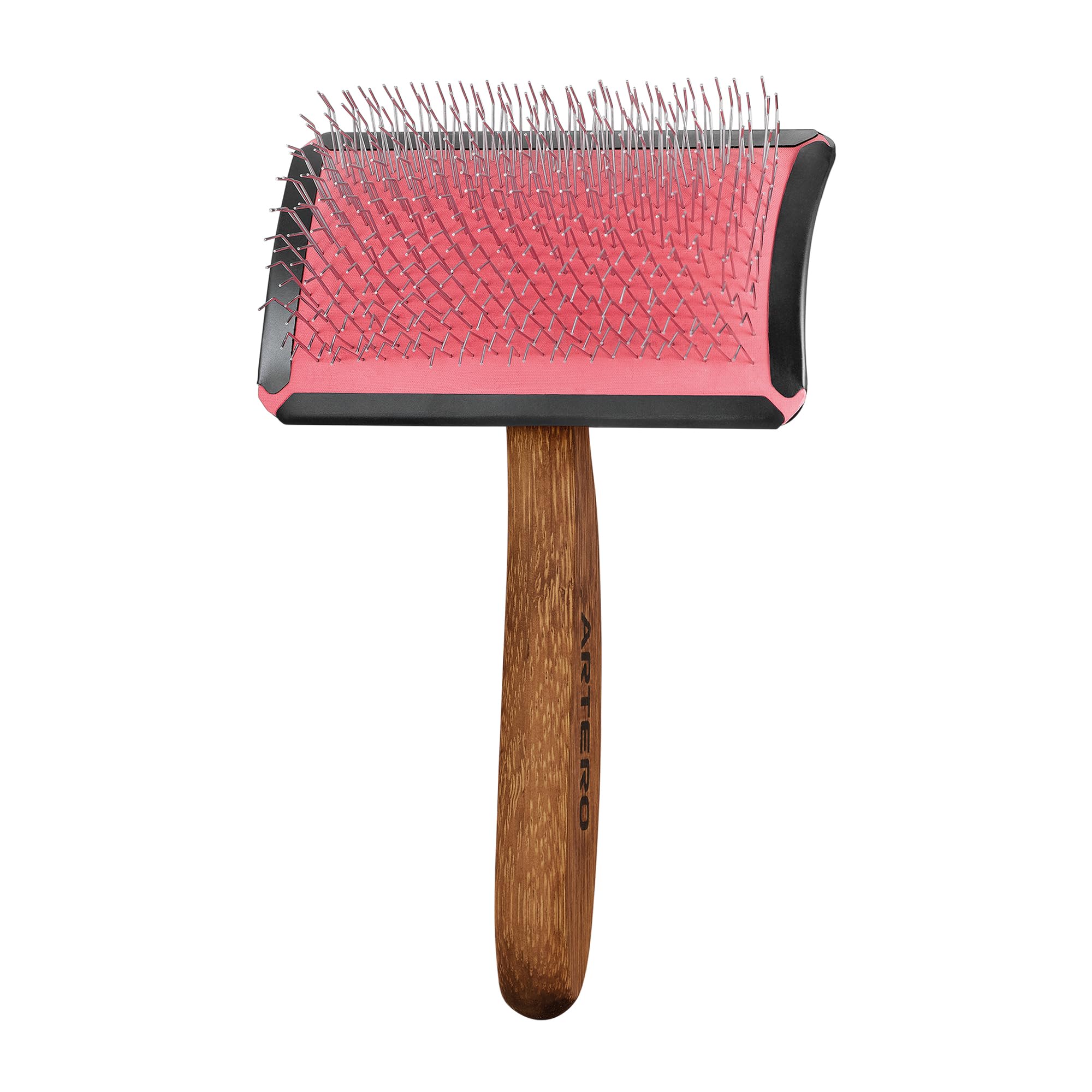 Artero Simba Carda Curva Rosa – Carda Profesional para Perros y Gatos, Desenredado Eficaz y Mayor Volumen del Manto (M)
