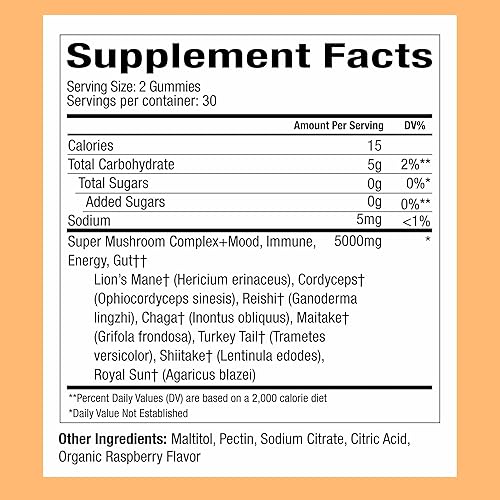 Miniatura 2 de WonderDay Gomitas de hongos extra fuertes Melena de león sin azúcar, Cordyceps, Reishi y Chaga suplemento para adultos Mejora del estado de ánimo,