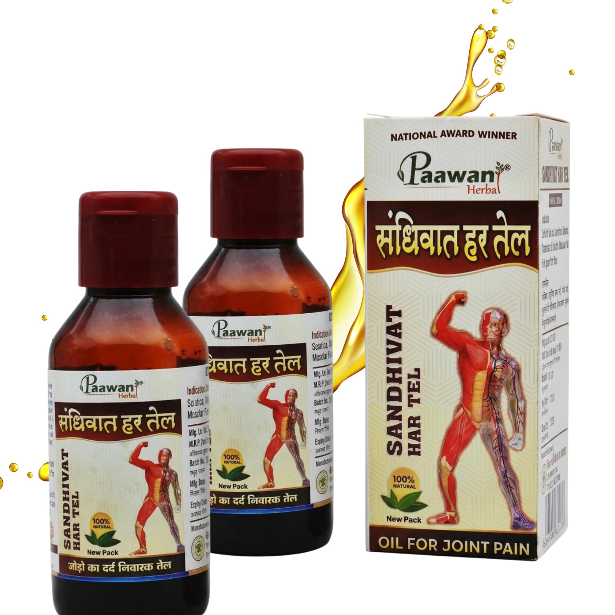 Paawan Herbal Sandhivat Har Tel | Ayurvedic Joint Pain Relief Body Back Knee Legs Shoulder and Muscle pain 100ml (Pack Of 2)-image-24