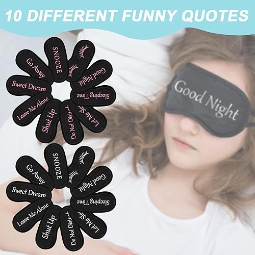Miniatura 10 de 20 máscaras de seda para dormir divertidas a granel, máscara para dormir con correa ajustable, máscara opaca para ojos para dormir por la noche,