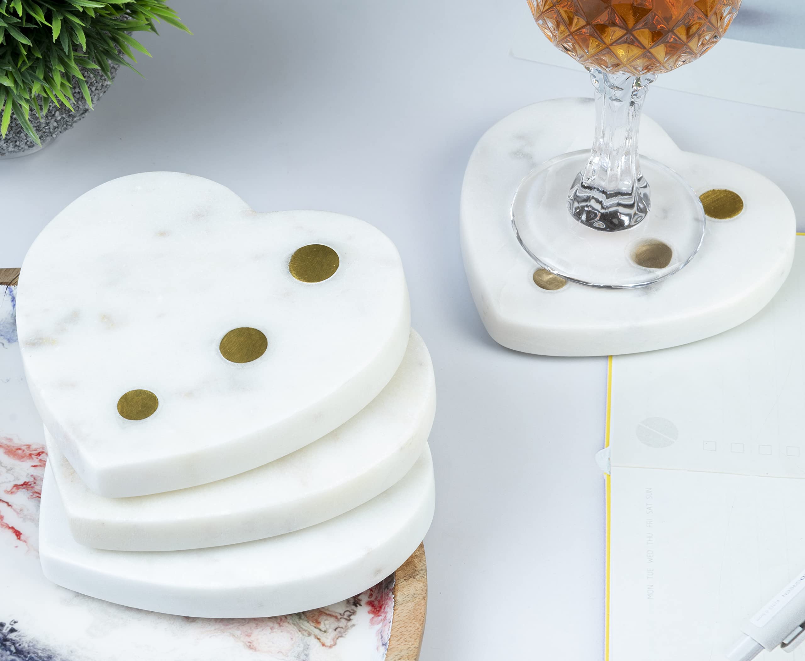 Lot De 4 Dessous De Verre Pour Boissons, Sous-verre En Marbre épissé Pour La Protection De Table, Dessous De Verre Pour Plusieurs Types De Tasses