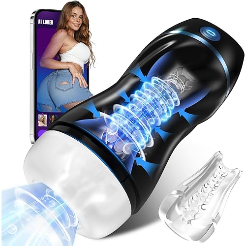 EINSEO Male Masturbator Penis Pump – AI Interactive Male Sex Toys for Men with 7 Powerful Vibration & 3 Suction Modes, APP-Controlled Pocket Pussy for Men with 3D Textured Sleeve Blowjob Toy