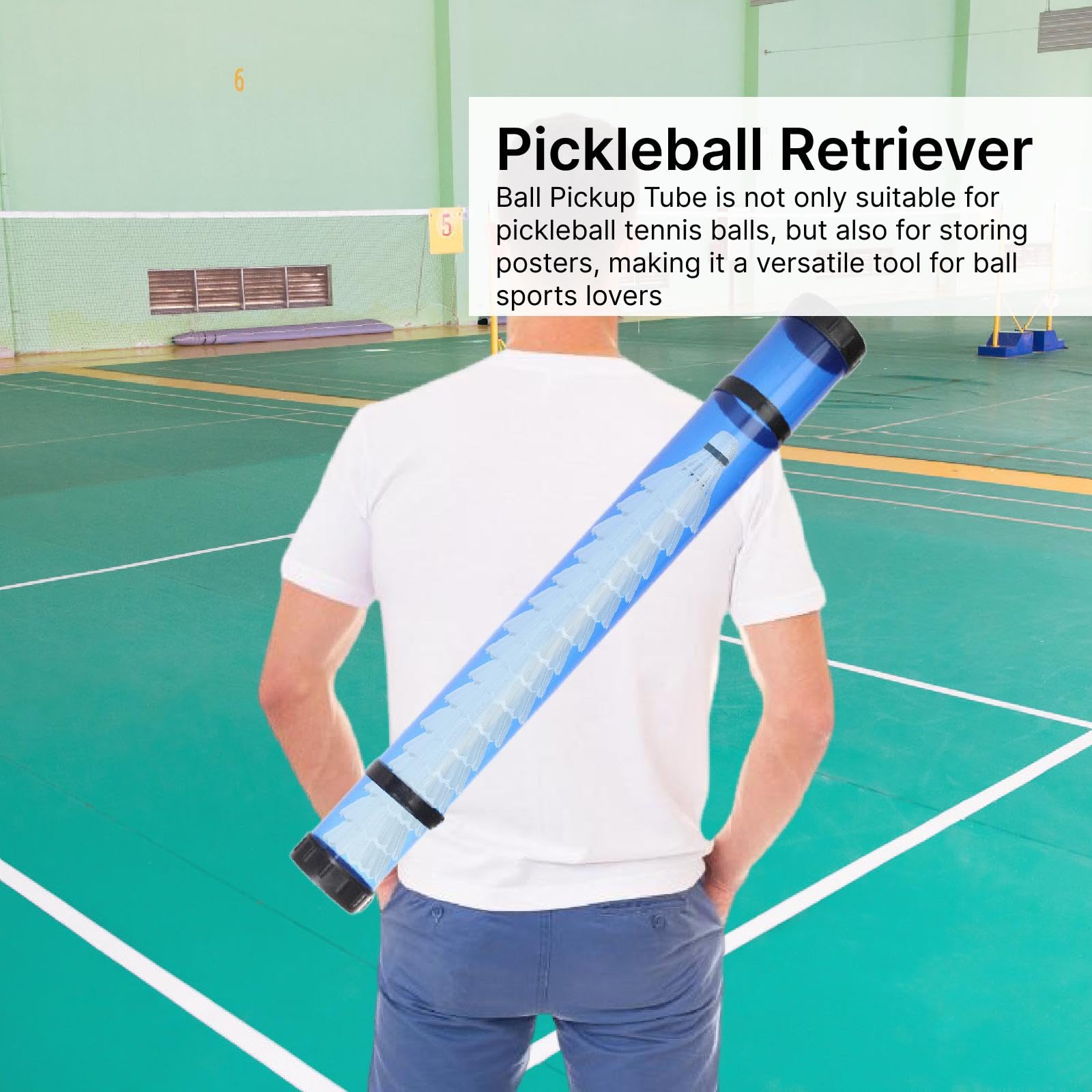 Tubo Raccogli-Palle da Pickleball, Raccogli-Palle, Contenitore per Raccogli-Palle, Organizer in PVC, Tracolla Multifunzione Portatile, Adatto per Gioc, 94 Cm X 7.3 Cm