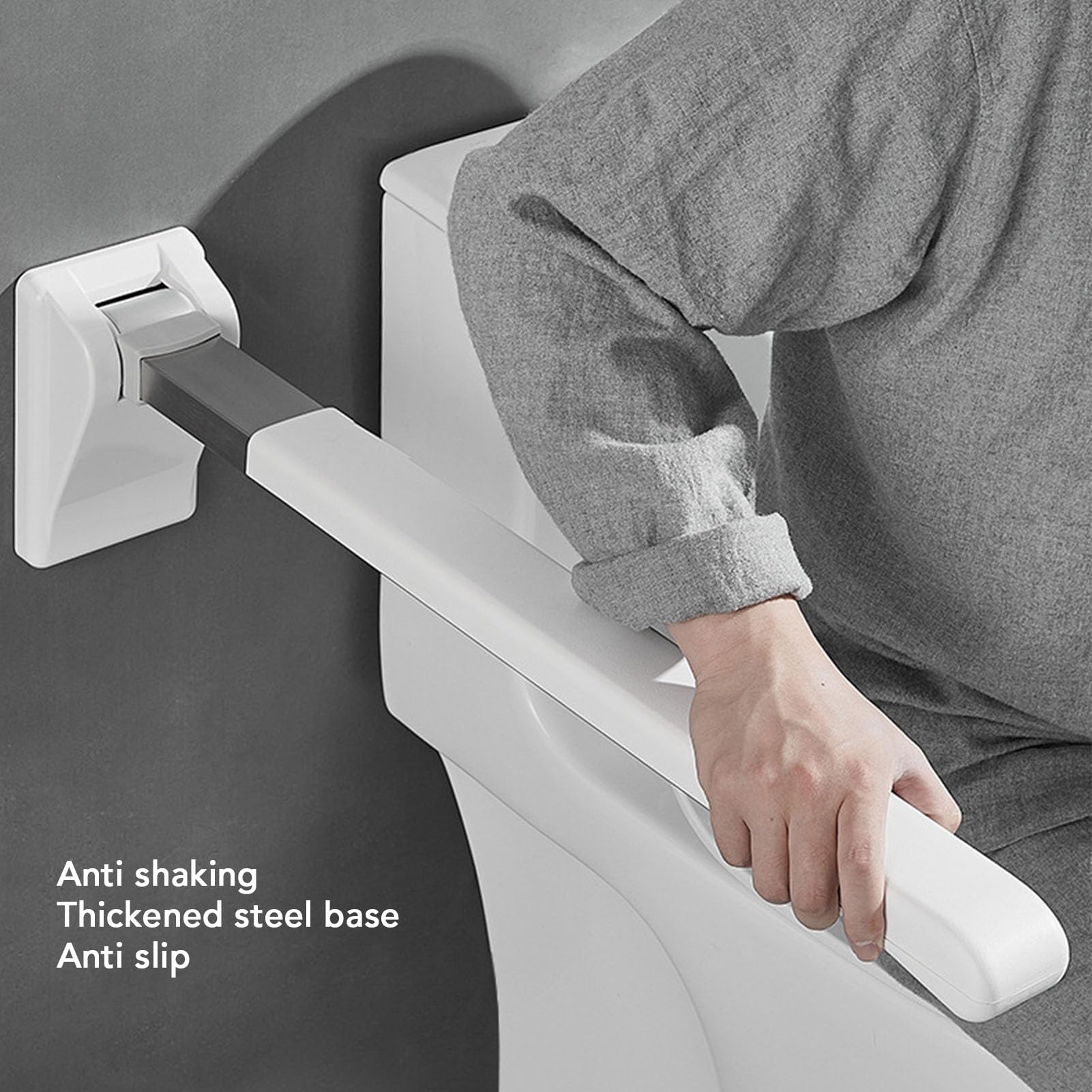 Barra de Apoyo abatible, pasamanos de Acero Inoxidable para baño para Personas Mayores, Barra de Seguridad Plegable para discapacitados en el Inodoro, Barra de Montaje en Pared, ba