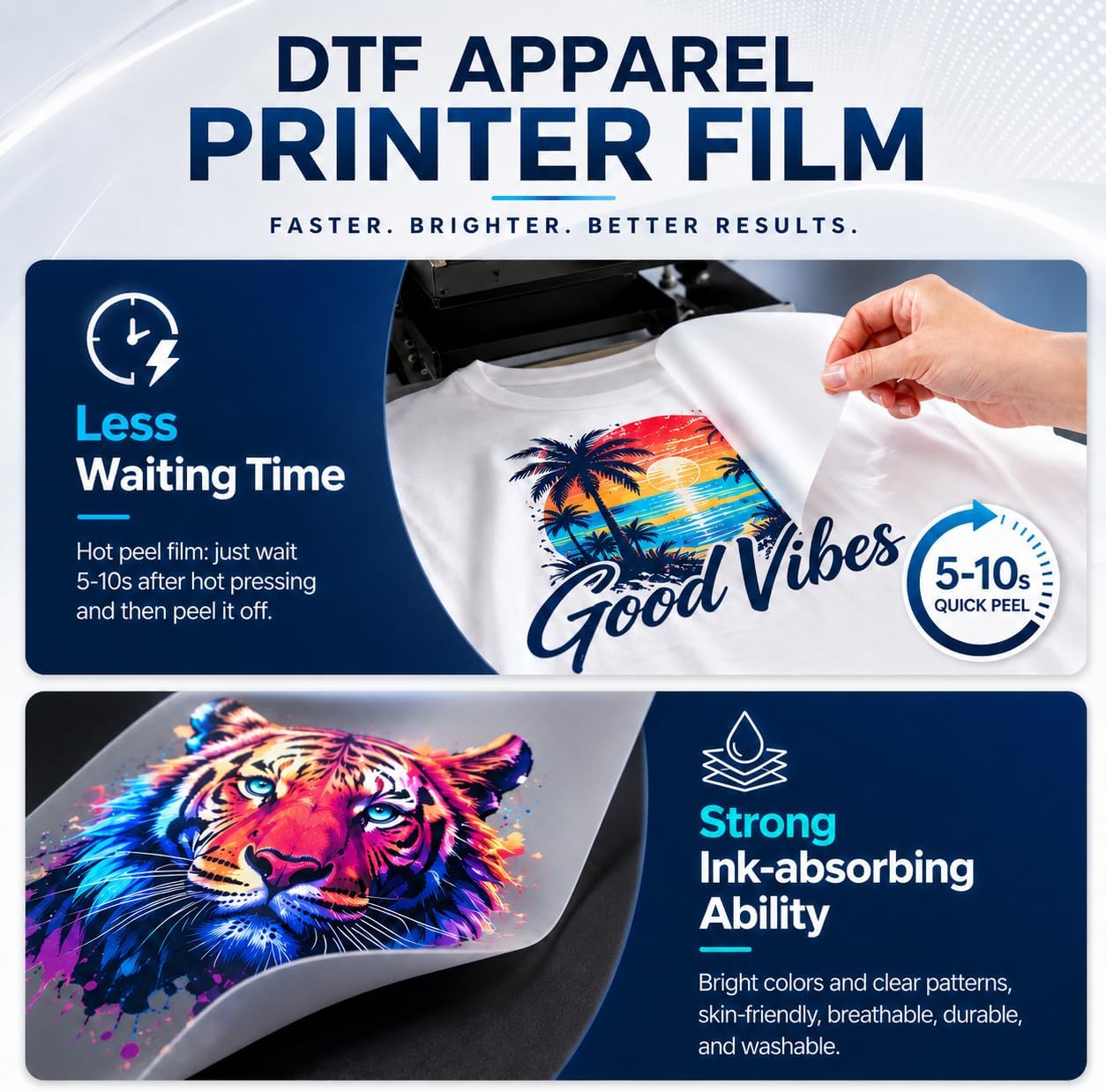 DTF Transfer Film Roll 13" x 328FT,Double-Sided Matte PET Heat Transfer Film,Oeko-TEX® Certified,Hot & Cold Peel,Dtf Paper Compatible with Most DTF Inkjet Printers,for T-Shirts & Textiles