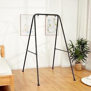 Hammock Stand Only, Portable Hammock Frame for Indoor/Outdoor, Heavy Duty Foldable Hanging Chair Stand, Easy to Assemble & Store - Black