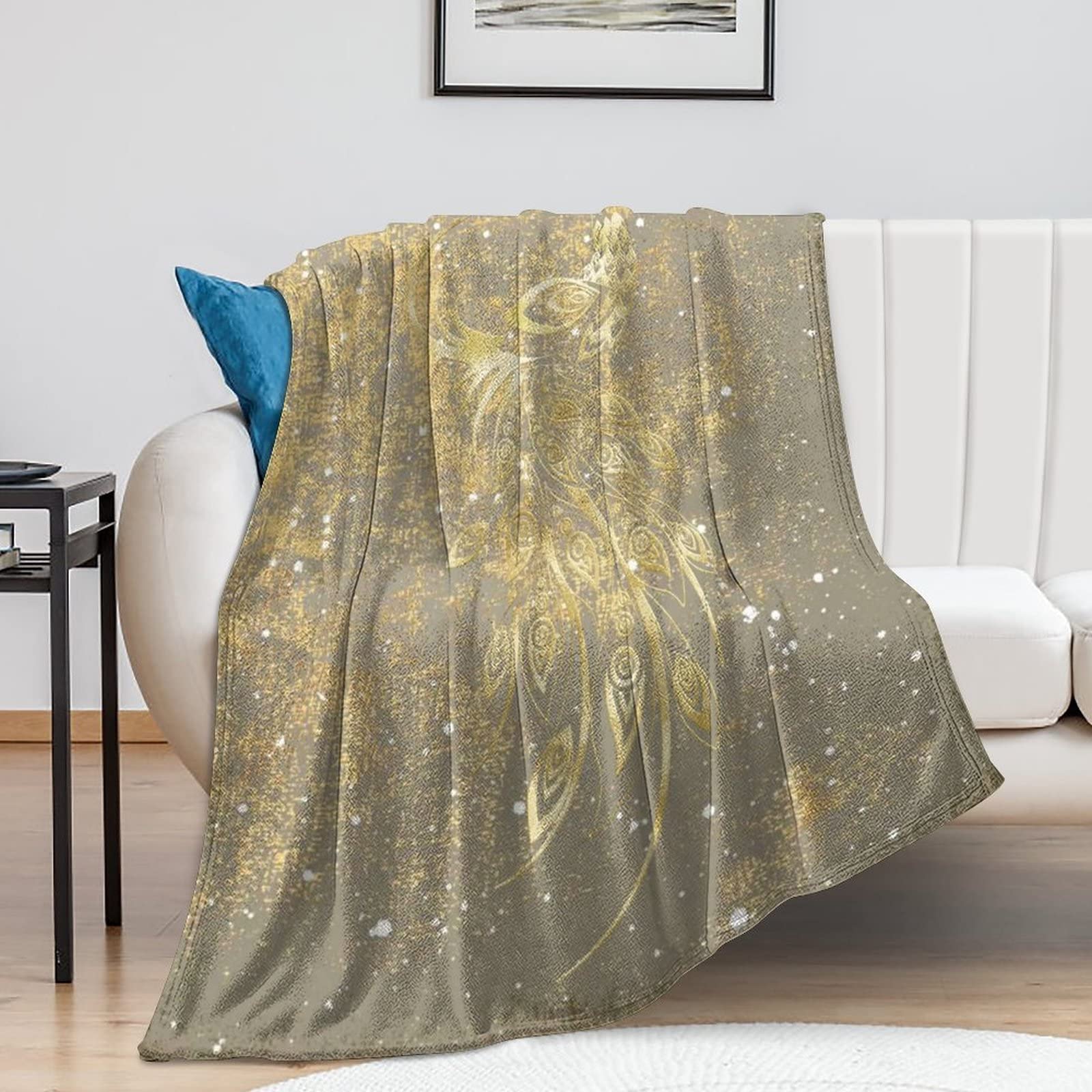Plaid en polaire paon réversible de style rustique supérieur 127x152