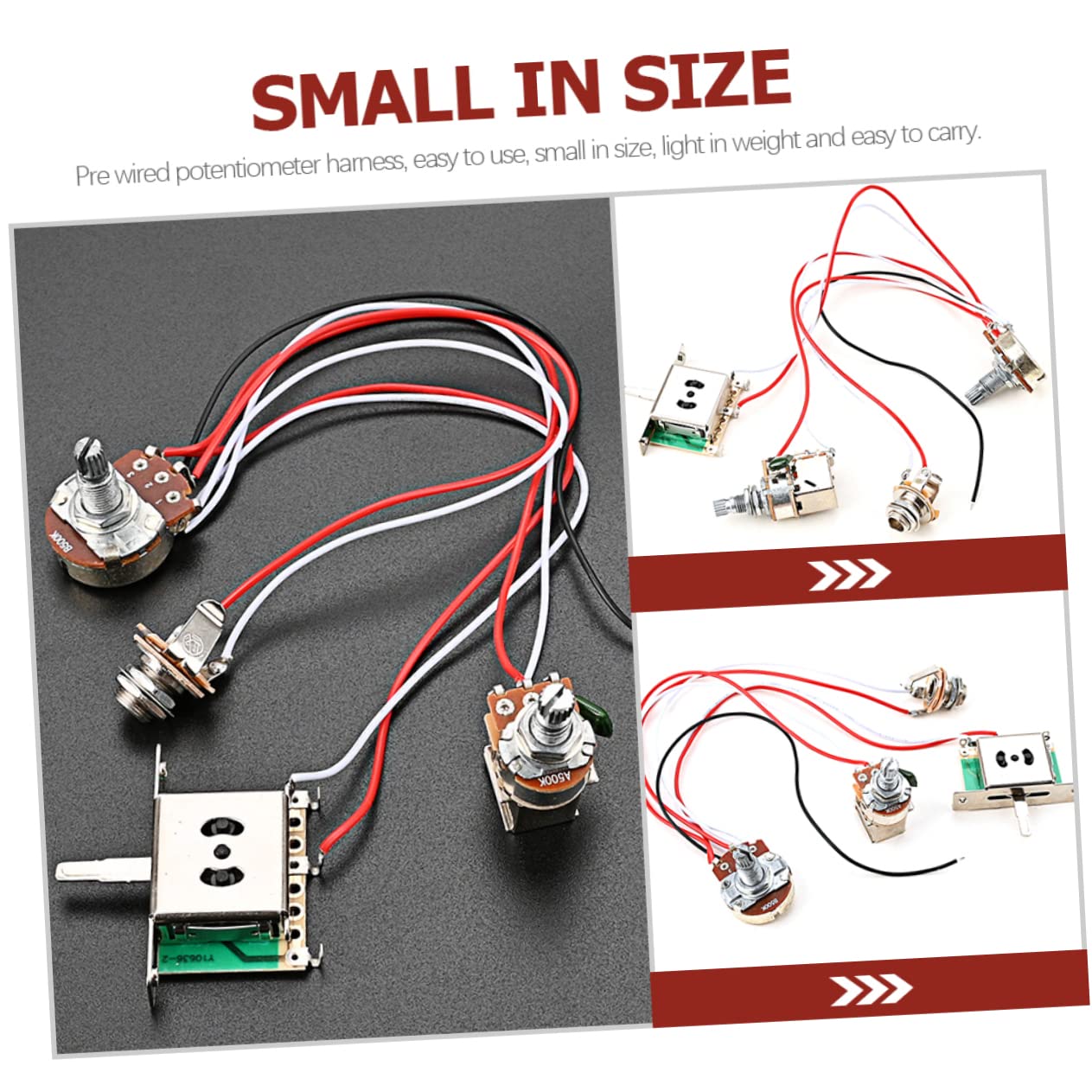 HEMOTON 4sätze Einstellbarer Potentiometer- Für Elektrische Gitarren Praktische Und Langlebige Ersatzteile Mit Schaltern Und Zufälligen Kabelfarben Gitarren-zubehör Für Musiker