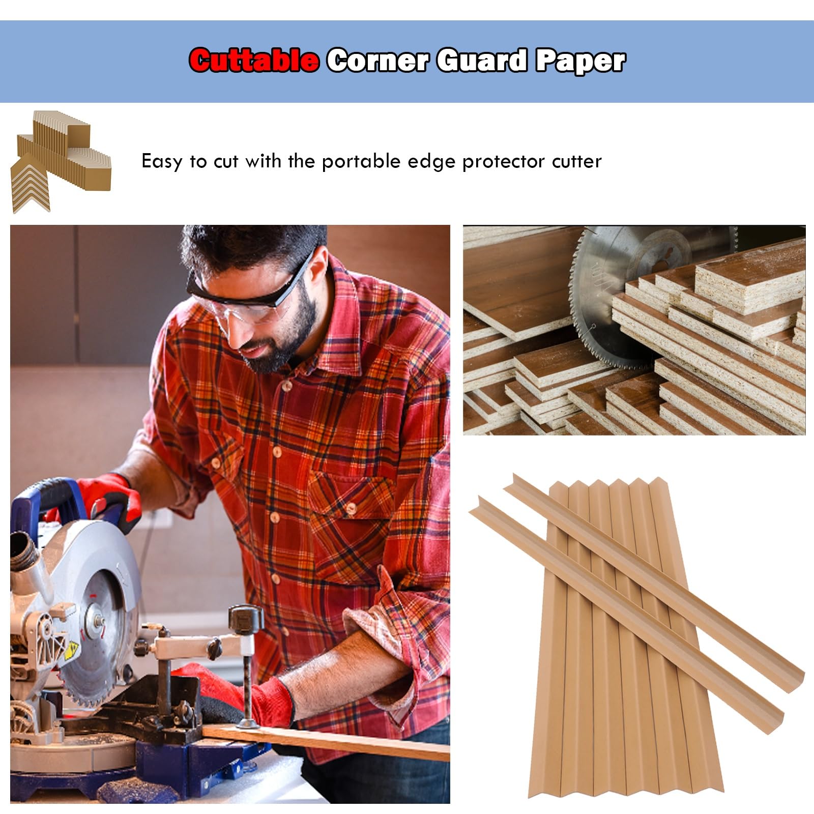Protecteurs de bord en carton pour une expédition sécurisée, protections d'angle extra longues pour une meilleure protection à la maison, atelier et garage, empilables pour un emballage efficace