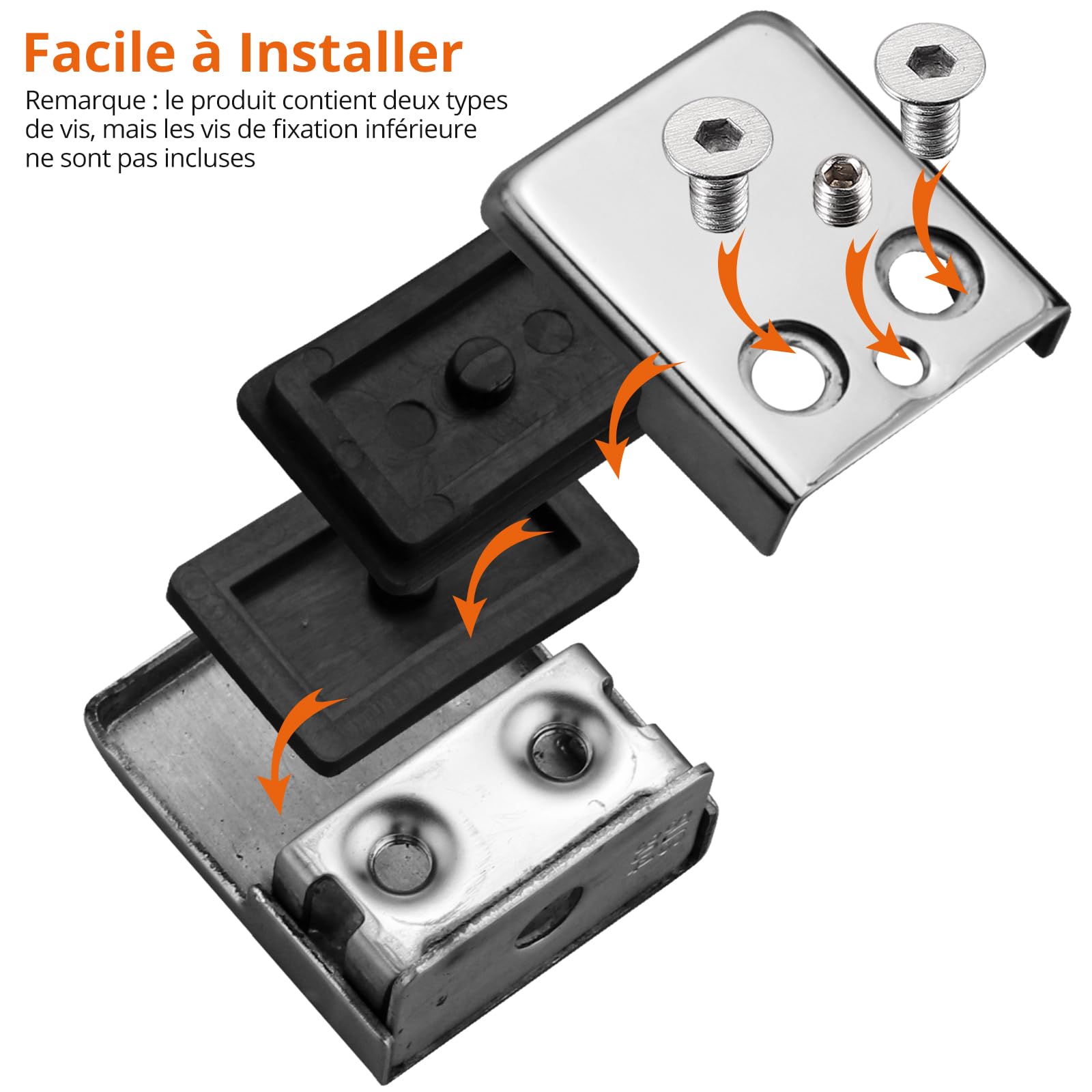 Proster 8 PCS Pinces à Verre Taille M (8–9 mm) en Acier Inoxydable – Dos Plat, Finition Polie, Fixation Antirouille avec Vis de Serrage pour Balustrade, Garde-Corps, Escalier et Main Courante | Aspect Argenté Brillant, Visserie et 2 Clés Incluses, pour Ba