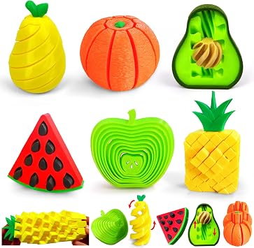 3D Printed Fidget Fruit Toy Set of 6, Sensory Stress Relief Toys for Adults, Pop It Pushable Sensory Toys with Apple Orange Avocado for Anxiety ADHD Focus