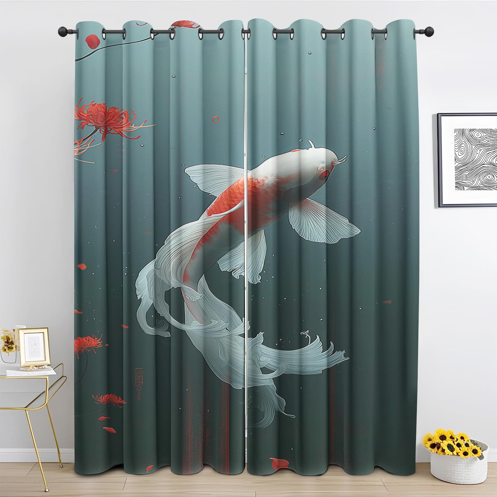 Rideau occultant style japonais thermique lot de 2 rideaux chambre salon fenetre