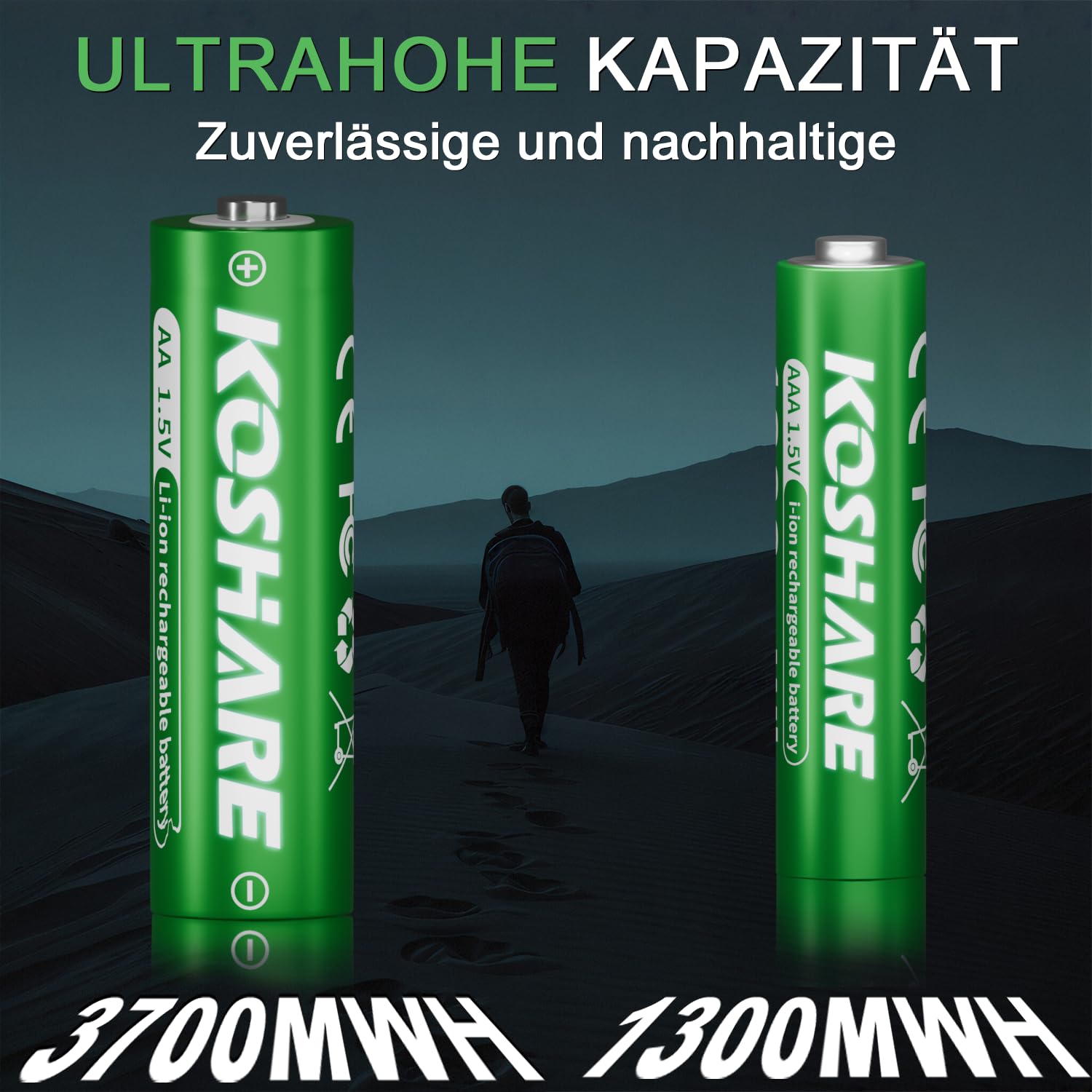 Batterie ricaricabili AA AAA al litio 1.5 V 3700 mAh 1300 mAh 4 pz con caricabatterie