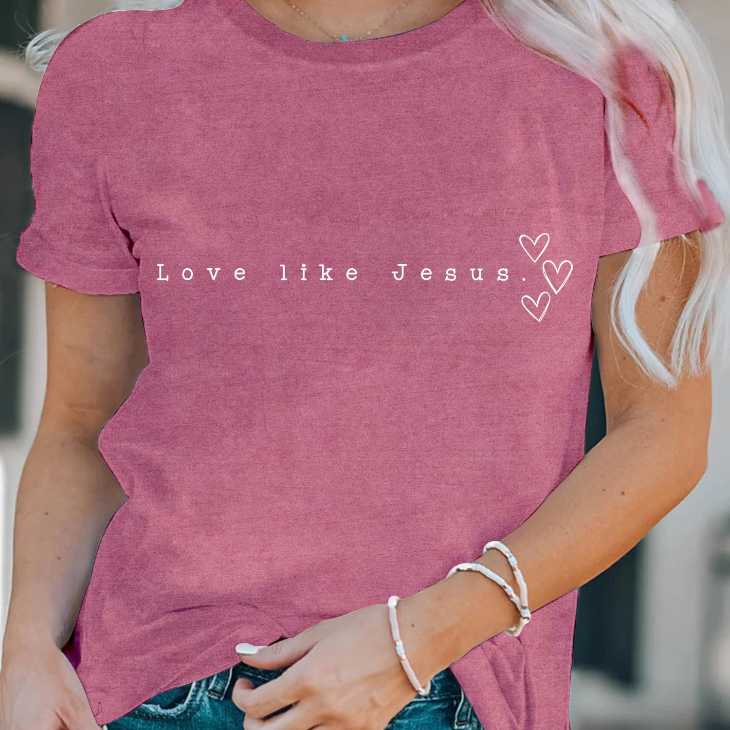 LBP Love Like Jesus Shirt Christian Minimalist Shirt for Women Faith-Based Tees Christian Tops - Image 4
