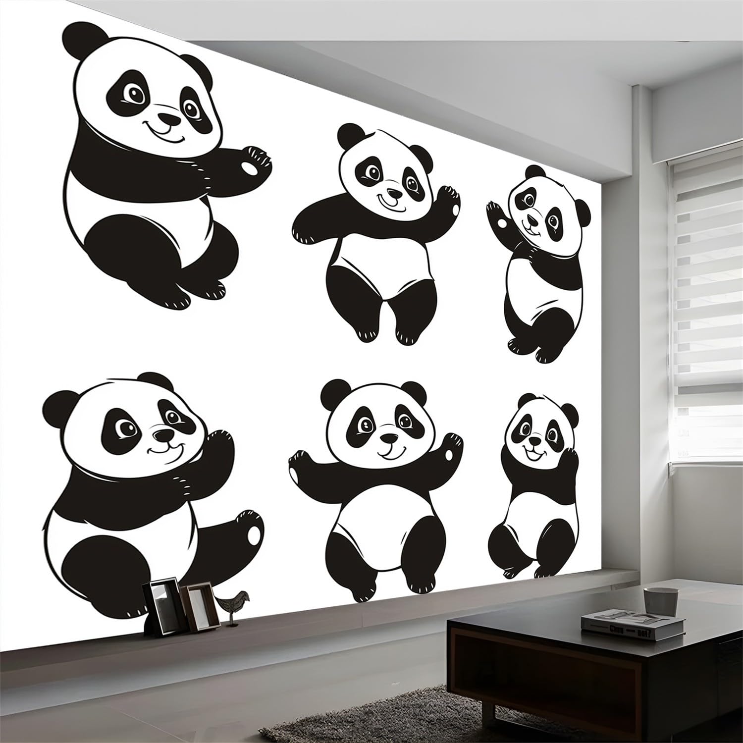 Tapeta z włókniny 250 x 175 cm, słodka panda, wodoodporny papier kontaktowy do domu, sypialni, szafek i kuchni, biała tapeta fototapeta do salonu, korytarza