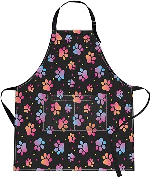Britimes Apron with Pockets, 32x28 inch, for Women Men, Colorful Paw