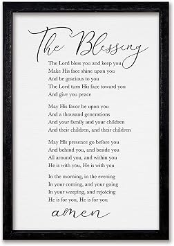 comurdyo The Blessing Bible Verse Wall Art Christian Decor for Home 16"11" May The Lord Bless You And Keep You Scripture Sign Religious Bible Quotes Wall Decoration Wood Framed Hanging Black