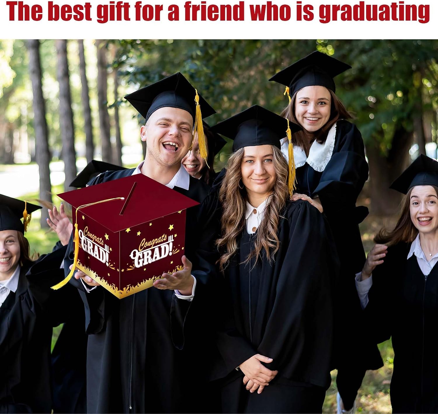 Outus 2026 Graduation Card Box with Tassel Congrats Grad Cap Card Holder for Graduation Gift Box Party Supplies image 4