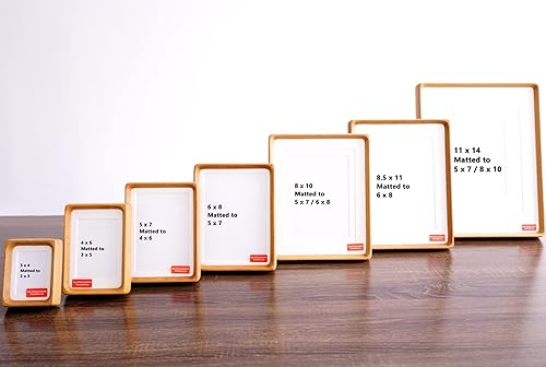 Miniatura 3 de CrossROBBIN Marcos de fotos de madera natural hechos a mano con paspartú para pared y mesa (6 x 8 pulgadas, teca)