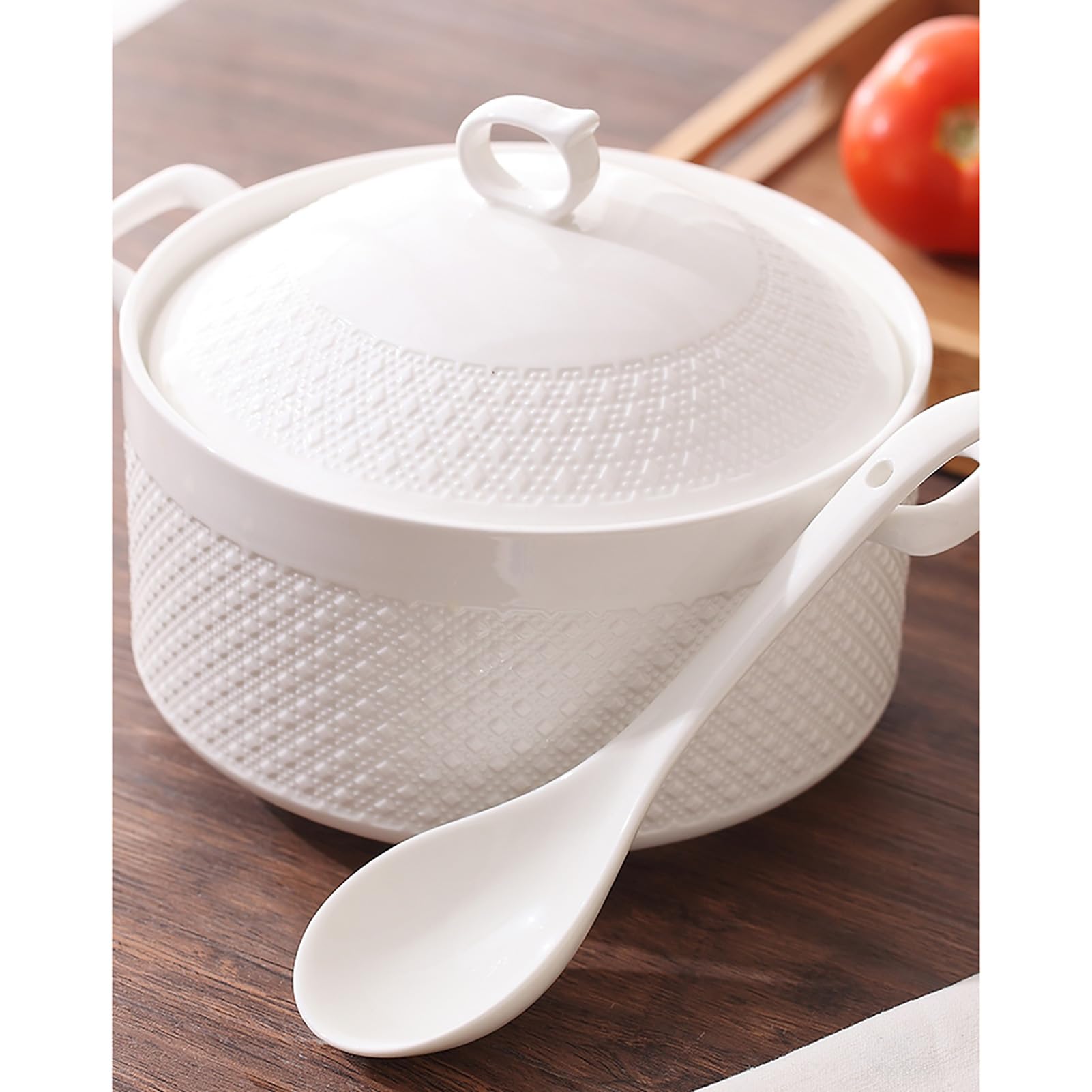 YLME Casseruola con Coperchio Pentole di Terracotta per Cucinare Pentola Terracotta Lavabile Lavastoviglie per Riso Stufato Fagioli Superficie Non Porosa Non è Necessario Ammollo,3600ml