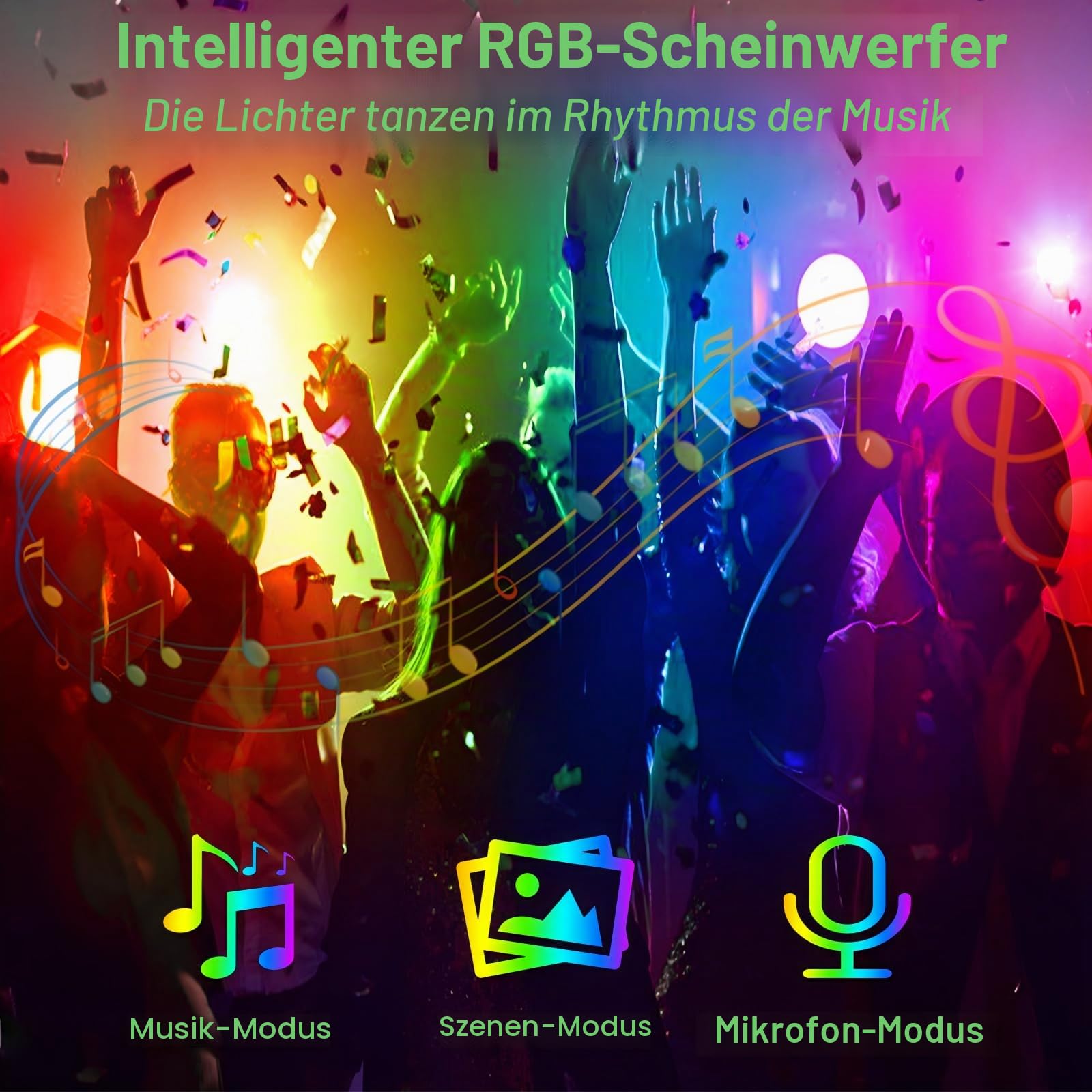2 Stück RGB LED Strahler 100W, RGB Strahler mit 360° Fernbedienung | Rgb Strahler Outdoor mit Bluetooth APP IP66 Wasserdicht Rgb Flutlicht Smart Partylicht für Bühne Feiern Garten Halloween