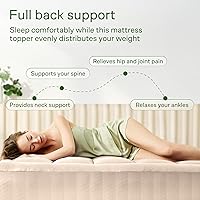 Vista 4 de Cubrecolchón ultrasuave tamaño individual, cubrecolchón de viscosa de bambú para aliviar el dolor de espalda, enfriamiento natural para quienes Beige