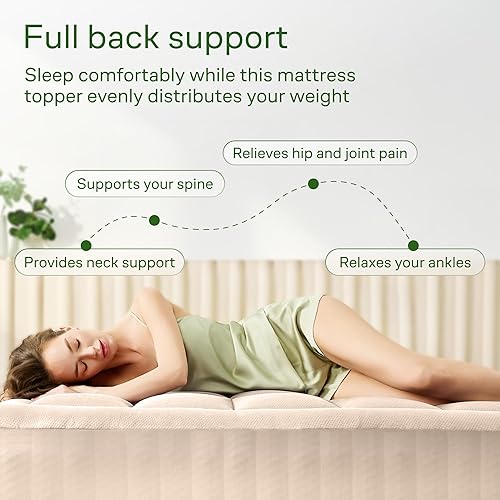 Miniatura 31 de Cubrecolchón ultrasuave tamaño Queen, cubrecolchón de viscosa de bambú para aliviar el dolor de espalda, enfriamiento natural para quienes sufren