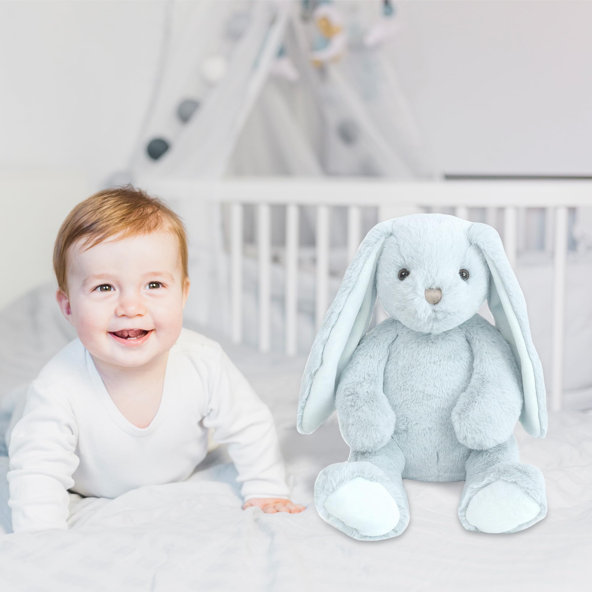 MON AMI Charlie The Bunny 13-Inch Stuffed Rabbit for Boys & Girls, Blue, 4 inches - Image 3