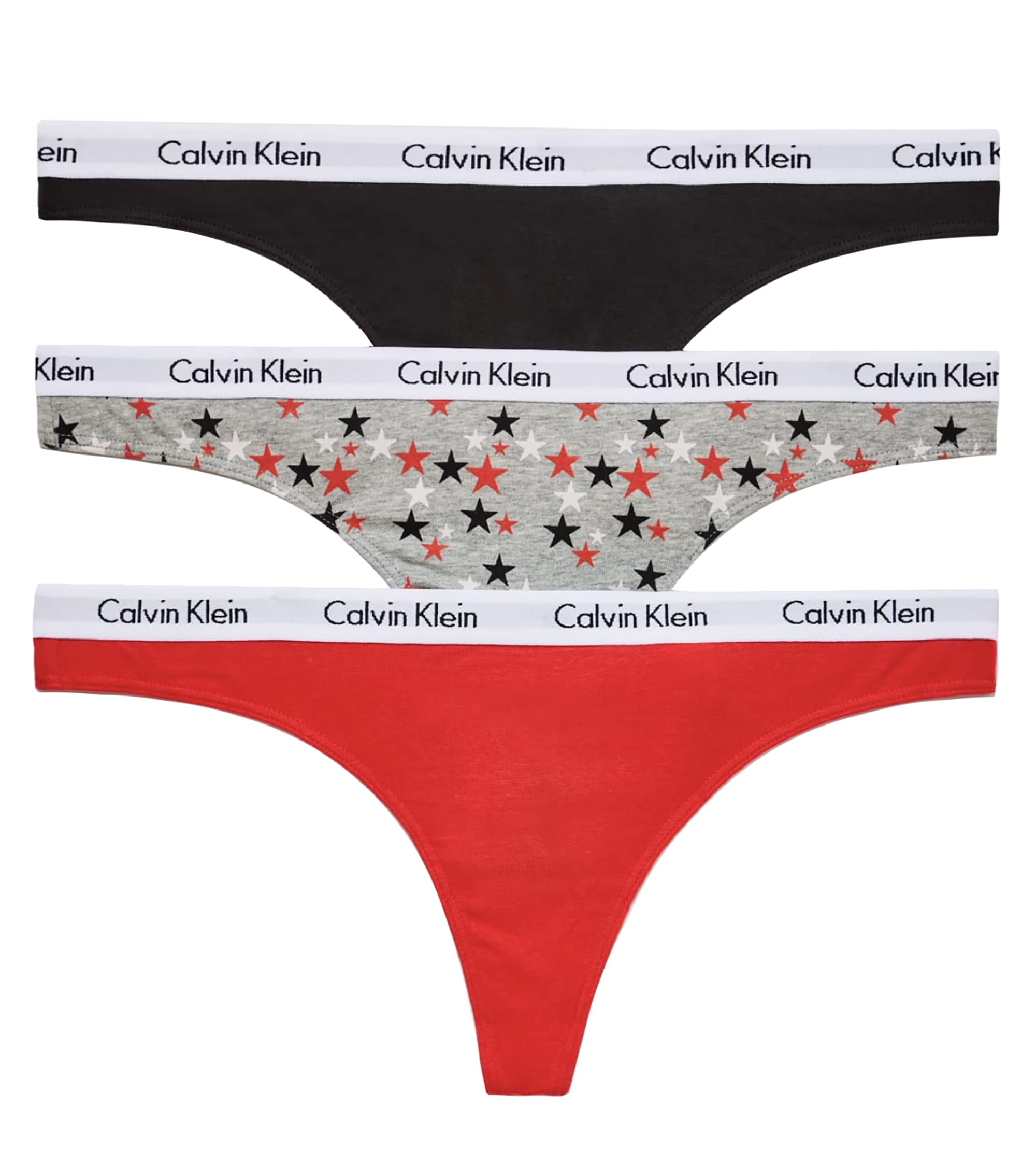 Calvin Klein Women's Carousel Logo Cotton Stretch Thong Panties, Multipack