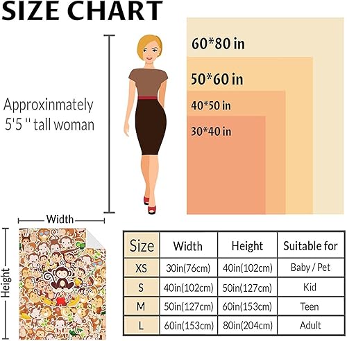 Miniatura 3 de Manta de mono para los amantes de los monos, 40 x 50 pulgadas, tamaño de cuna, suave y acogedora manta mullida de regalo, manta divertida marrón