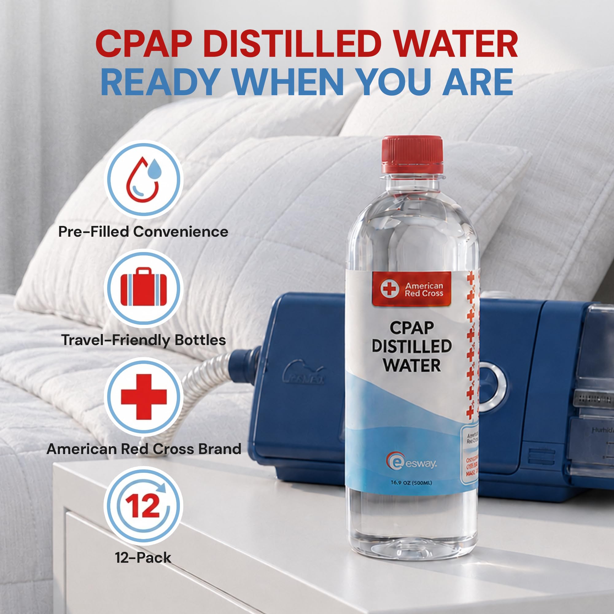 Botella de agua destilada, 450 ml, certificado TSA para viajes, botella destilada H20 Aqua