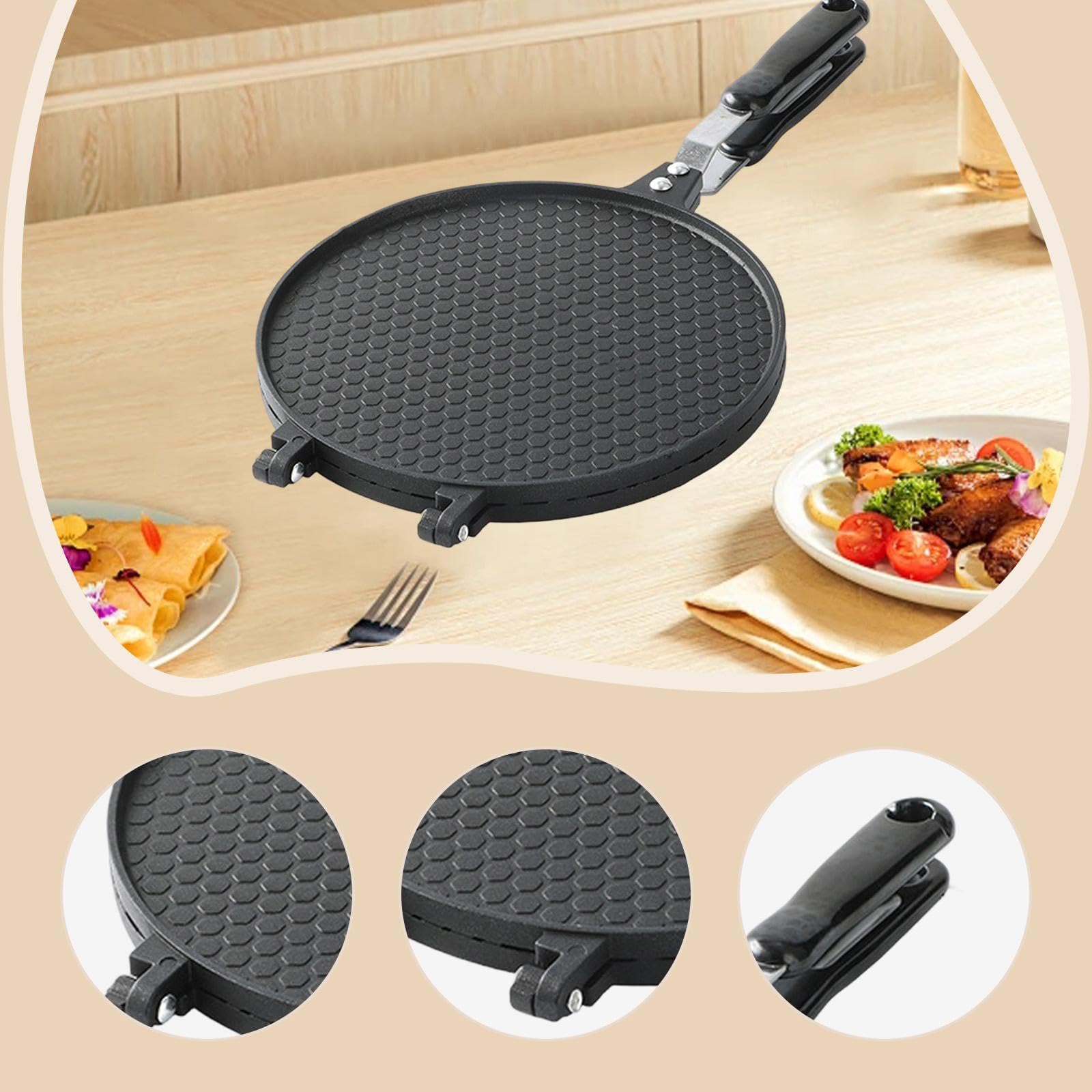 MagiDeal Máquina para Hacer Conos de Waffle, Conos de, rollitos de Huevo, Antiadherente, para Fiestas, repostería, Cocina casera, postres y panqueques, 22cm