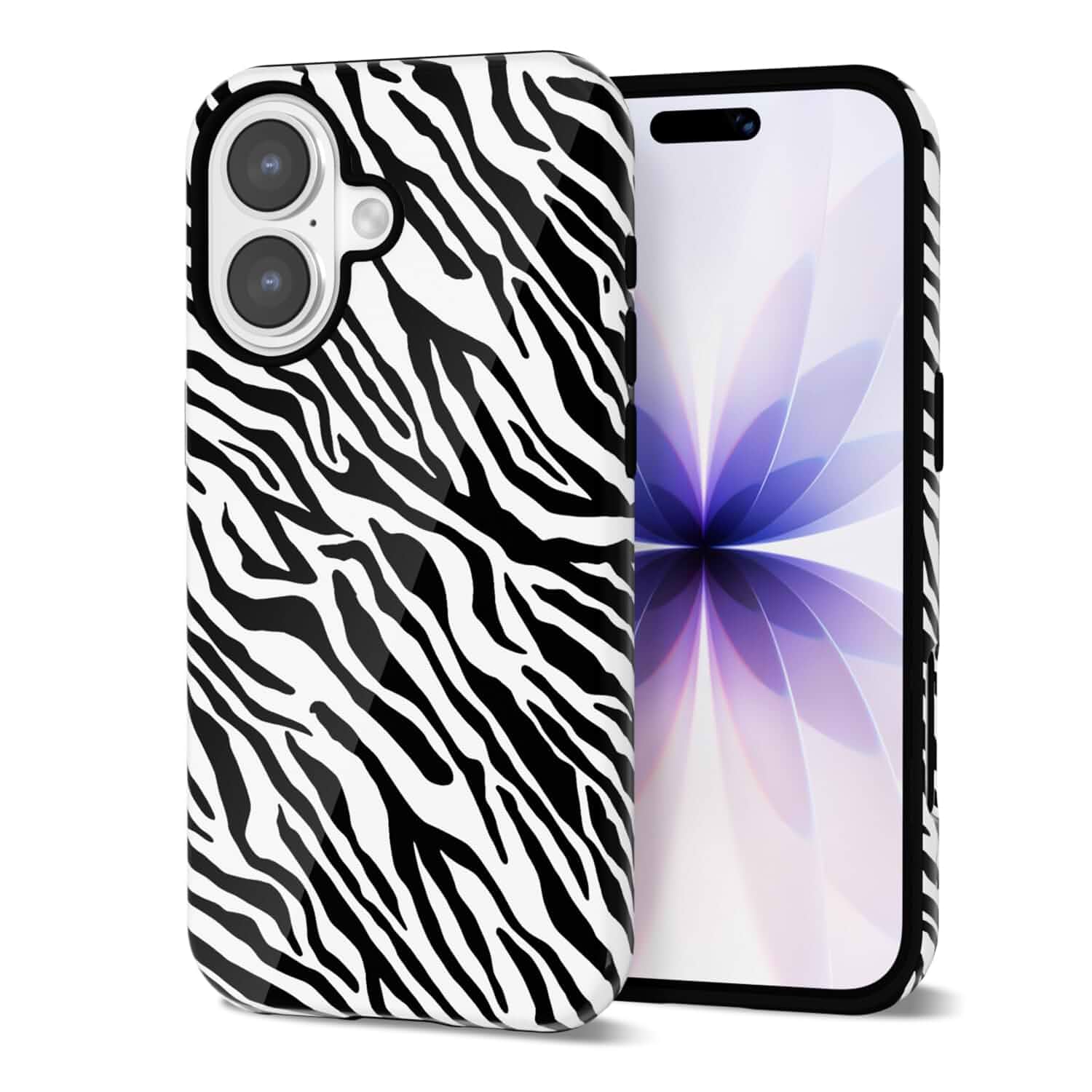 Svanove Zebra Print Phone Case for iPhone 17 Case Girly, Cute Zebra Case for Women Girls, Luxury Trendy Retro Fashion Cool Animal Print Design, Aesthetic Pattern Y2k Hard Shell Plastic Cover, Black Solid