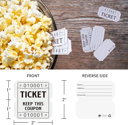 Miniatura 3 de L LIKED Boletos de rifa de doble rollo 2000 boletos numerados consecutivamente 5050 boletos para sorteo de premios de fiesta de eventos, talones